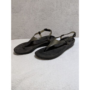 Women's Crocs Black Thong Sandals Size 8 Strappy Croc Plastic Material